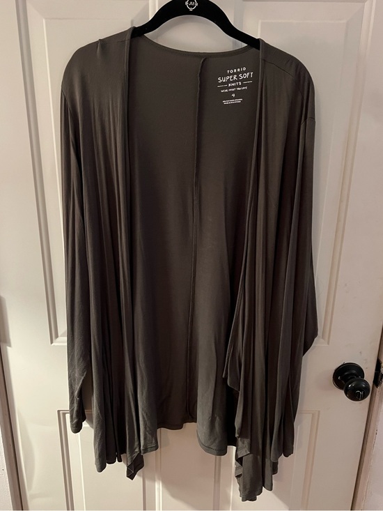 torrid Sweaters - Torrid Olive Green Draped Open-Front Cardigan